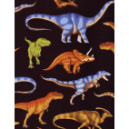 Cotton woven Real Dinos on black Timeless Treasure (per 10cm)