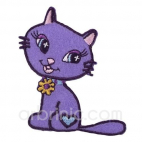 Iron-on Embroidery Patch Purple Cat