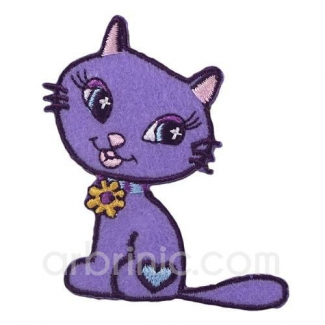 Iron-on Embroidery Patch Purple Cat