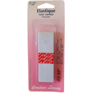 Knitted Elastic 25mm White (1m)