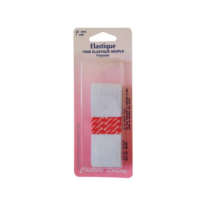 Knitted Elastic 32mm White (1m)