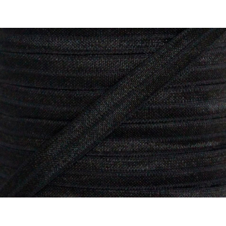 Shinny Fold Over Elastic 15mm Black (25m bobin)