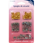 Safety Pins in 5 Assorted sizes and 2 colors (x100)