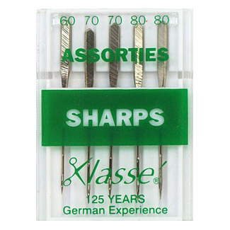 Machine needles Sharp Assorted sizes 60-70-80 (x5)