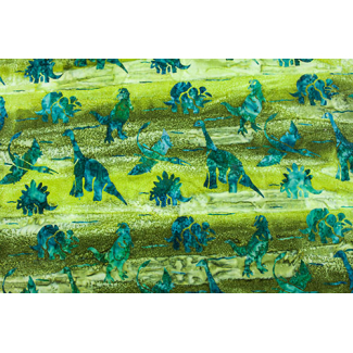 Coton imprimé Dinosaures Verts (par 10cm)
