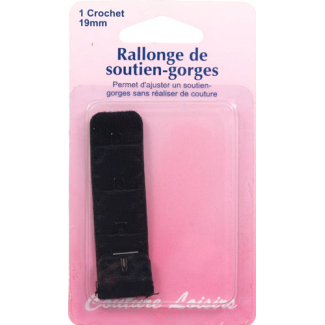 Rallonge Soutien-gorge 19mm 1 crochet - Noir