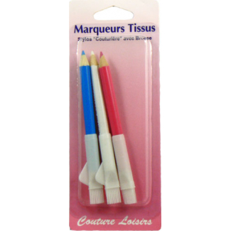 Dressmaker pencils with brush (3 colors)