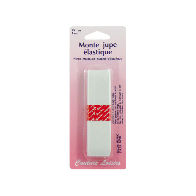 Elastique "Monte-jupe" pour Ceintures Blanc 25mm (1m)