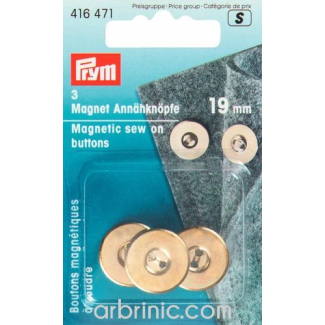 Magnetic sew-on Buttons 19mm Gold (x3)