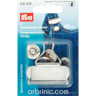 Overall Dungarees fittings PRYM 40mm Silver (x2)