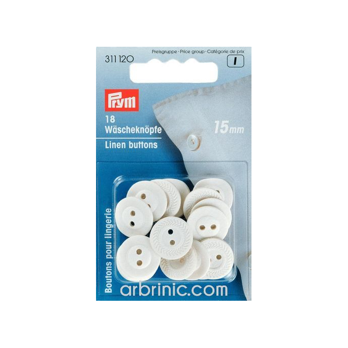 Linen Buttons 15mm - made of fiber (18 pieces)