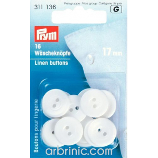 Linen Buttons 17mm - white (16 pieces)