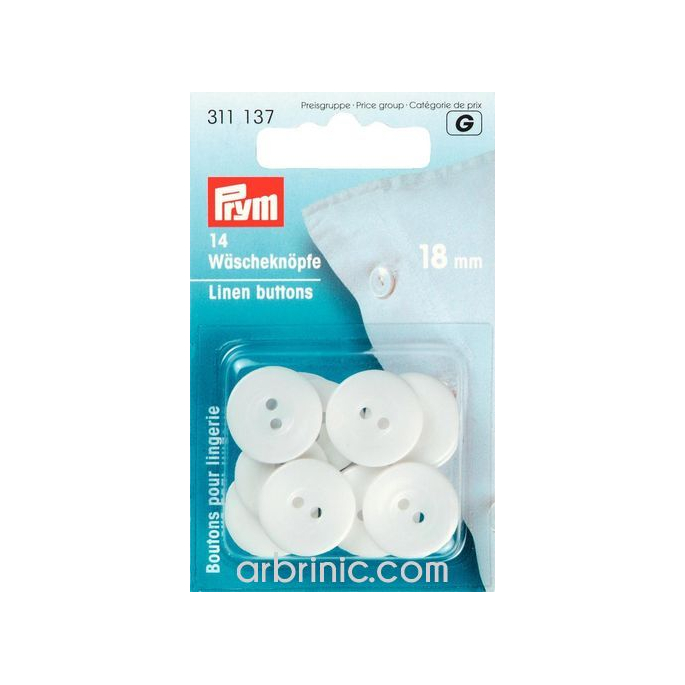 Boutons Lingerie 18mm - blanc (14 boutons)