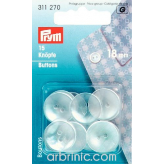 Boutons Chemise 18mm - couleur nacre (15 boutons)