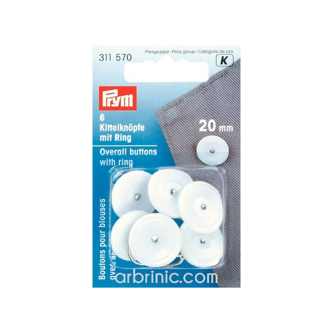 Buttons with rings 20mm - removable no-sew buttons (6 pieces)