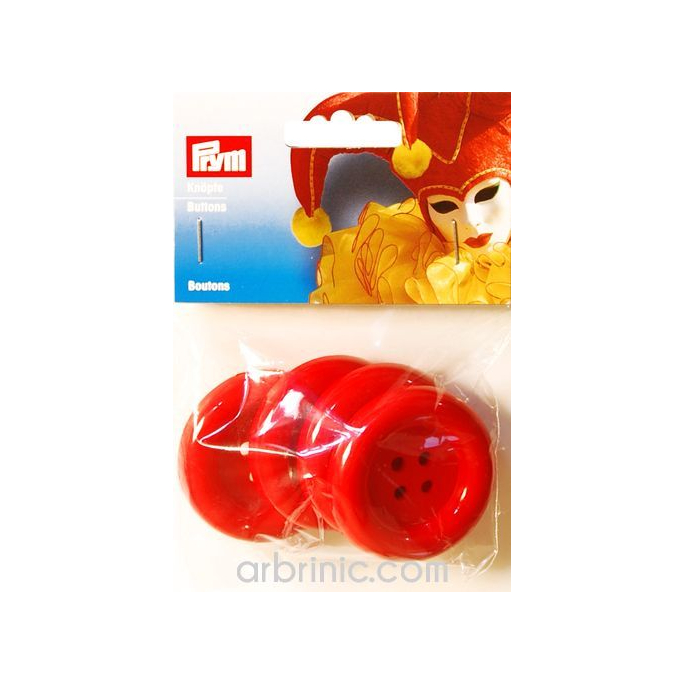 Boutons déguisement 50mm - Rouge (4 boutons)