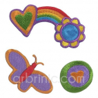 Iron-on Embroidery Patch Flower & Hearts (x4)