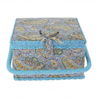 Sewing box Fabric covered Blue Paisley