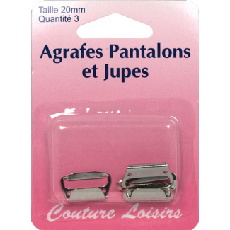 Agrafes Pantalons et Jupes 20mm Couleur Nickel (3 jeux)