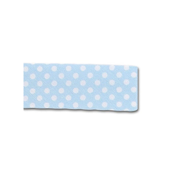 Single Fold Bias Dots White on Blue 20mm (by meter)