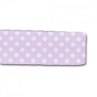 Single Fold Bias Dots White on Lilac 20mm (25m roll)