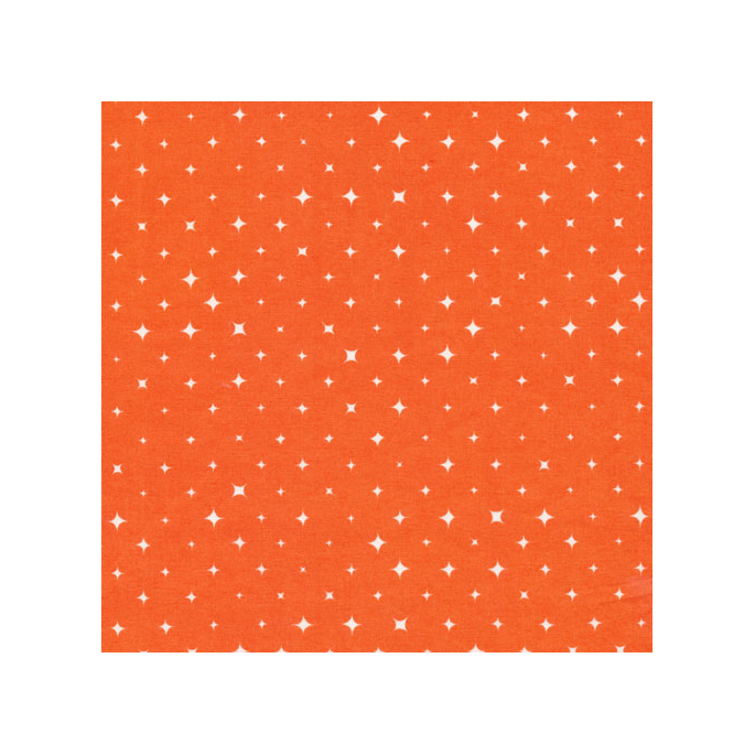 Coton Bio imprimé Etoiles Orange Cloud9 (par 10cm)