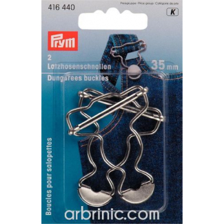 Overall Dungarees fittings PRYM 35mm Silver (x2)