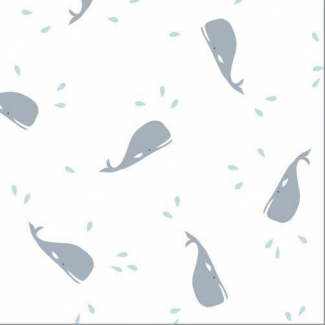 Coton Bio Lange Tout Petit Whales Cloud9 (par 10cm)