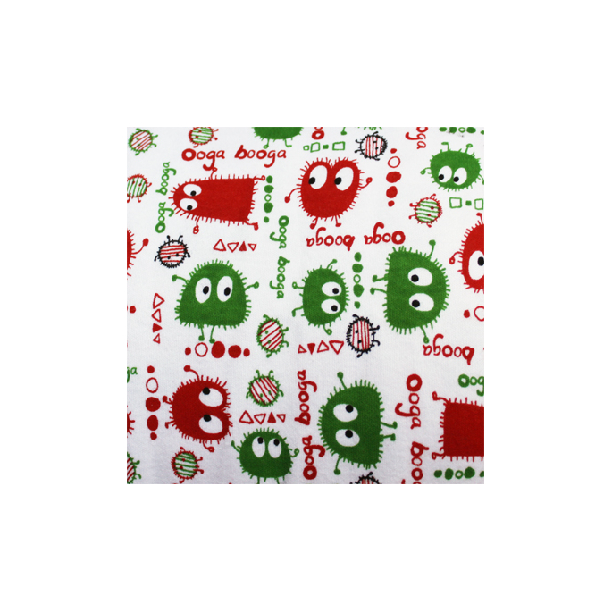 Cotton interlock Red and Green Ooga booga (by meter)