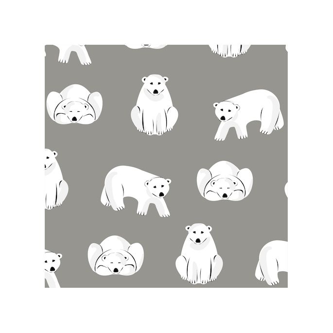 Organic cotton Flannel Polar Bears Gray Cloud9