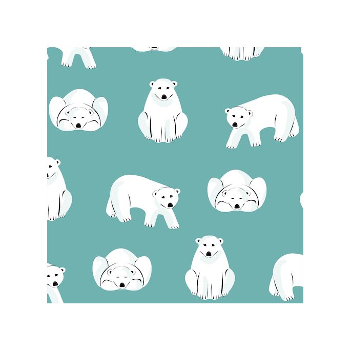Organic cotton Flannel Polar Bears Turquoise Cloud9