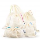 Organic Cotton Reusable Bags 9 pieces kit various sizes