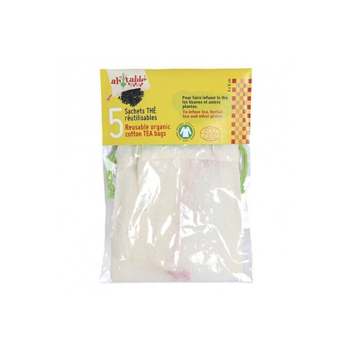 Sachet à thé coton bio réutilisable (lot de 5)