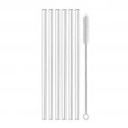 Glass drinking straws Straight (6 straws) with cleaning brush