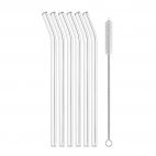 Glass drinking straws Curved (6 straws) with cleaning brush